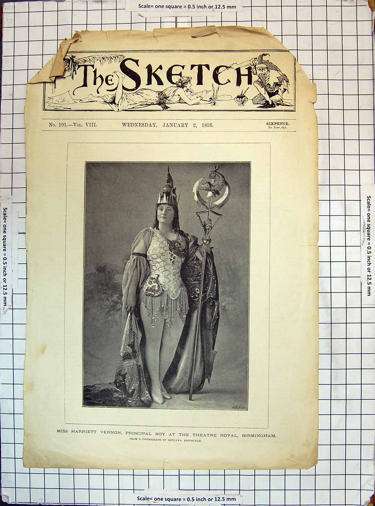 Old 1895 Miss Harriett Vernon Principal Boy Theatre Royal Birmingham Victorian