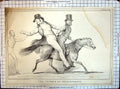 Original Old Antique Print Sketch Men Riding Horse Triumph Independence 1834