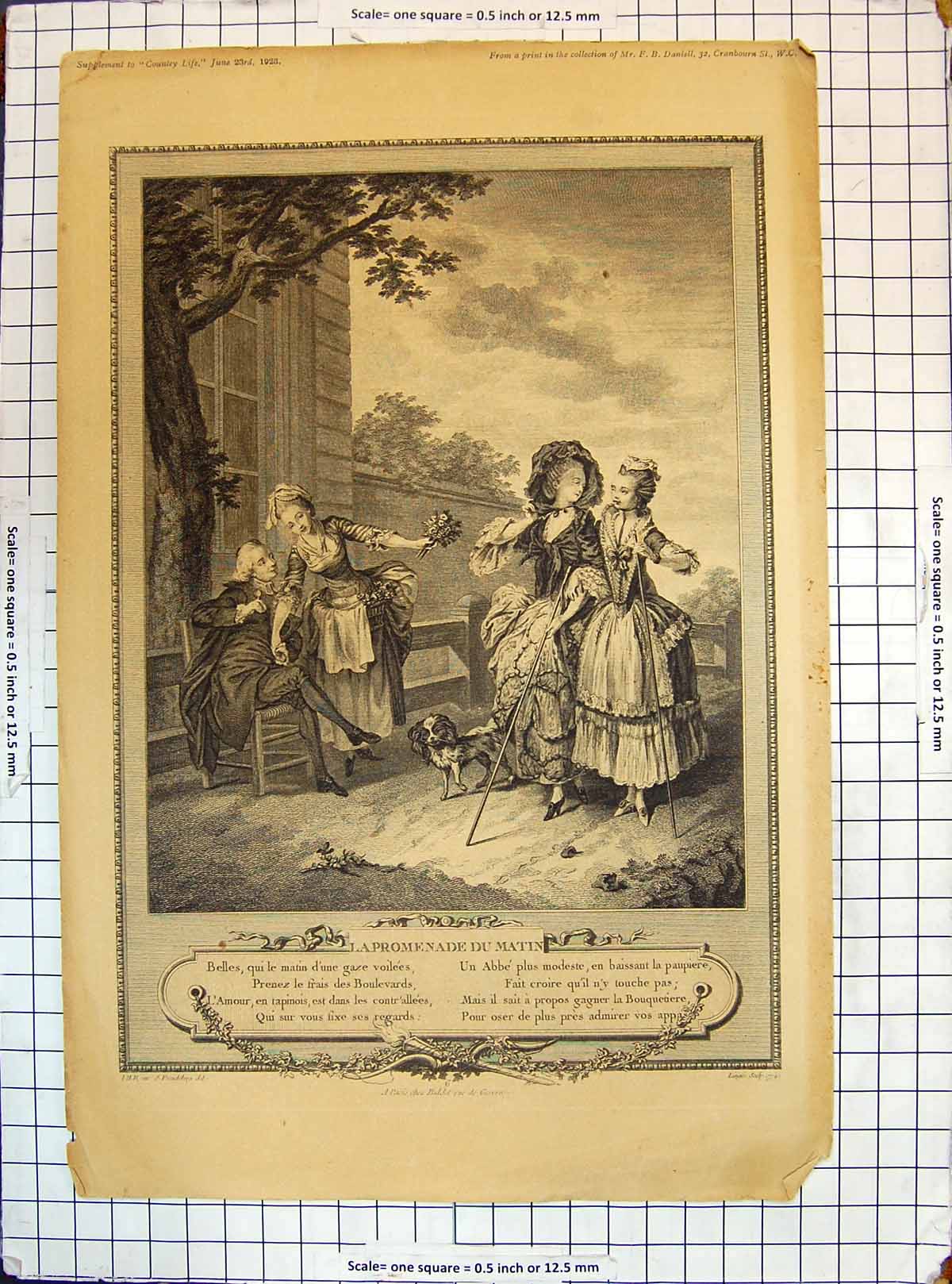 Original Old Vintage Print 1923 Promeanade Du Matin Ladies Man Romance 20th