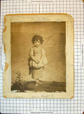 Original Old Antique Print Portrait Beautiful Young Girl Curly Hair