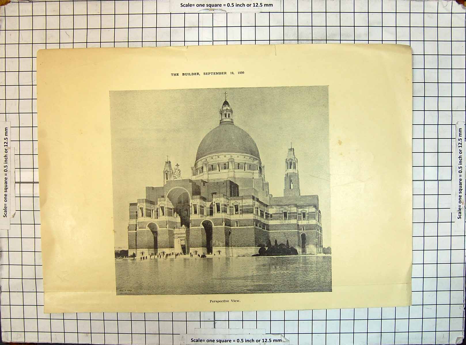 Original Old Vintage Print 1930 Persepctive View Building Architeture 20th