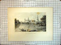 Old Engraving Palace Fredericksborg Denmark Architecture River Boat H