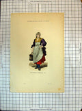 Old Antique Print Colour Costumes Paris Marchande Cerneaux Woman Bucket