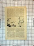 Original Old Antique Print Magasin Pittoresque Men Ing Paper Machinery