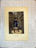 Old Antique Print Costumes Paris Veilleur De Nuit Man Street Scene Lamp