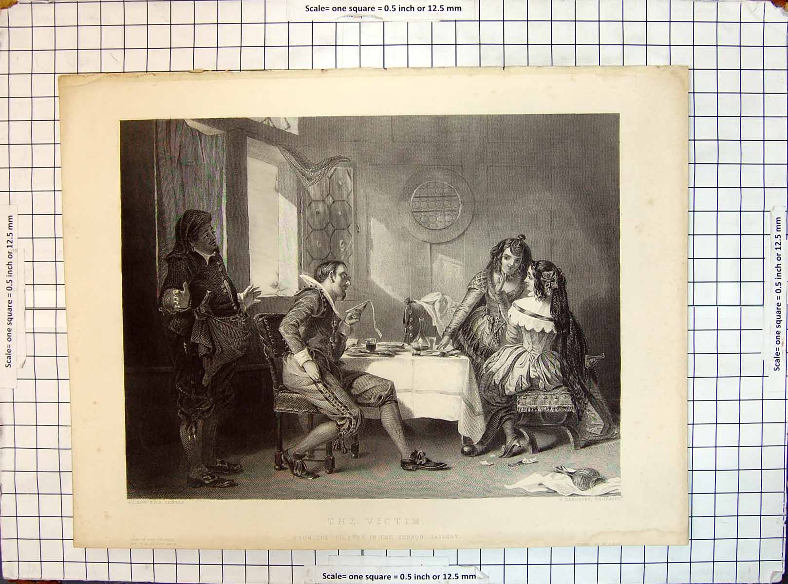 Old Engraving Victim Ladies Whispering Man Readin Letter Sangster Egg