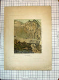 Antique Old Print View Pont Du Diable Mountains Bridge Horses Coach Colour