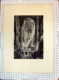 Antique Old Print Engraving Interior Church Cathedral Architecture Toussaint