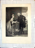 Old Print Yorisk Grisette Man Lady Romance Vernon Engraving Bourne Newton