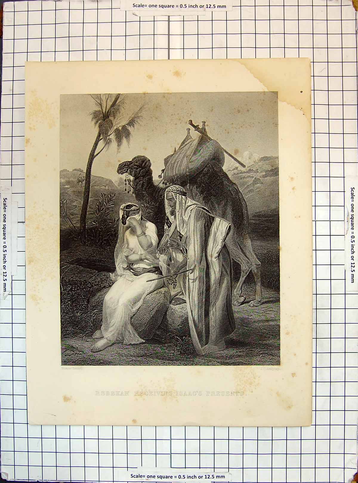Old Scene Rebekah Receiving Isaac'S Presents Camel Engraving Armytage