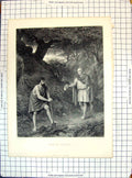Antique Old Print Scene Timon Flavius Digging Woods Engraving Cousen Wallis