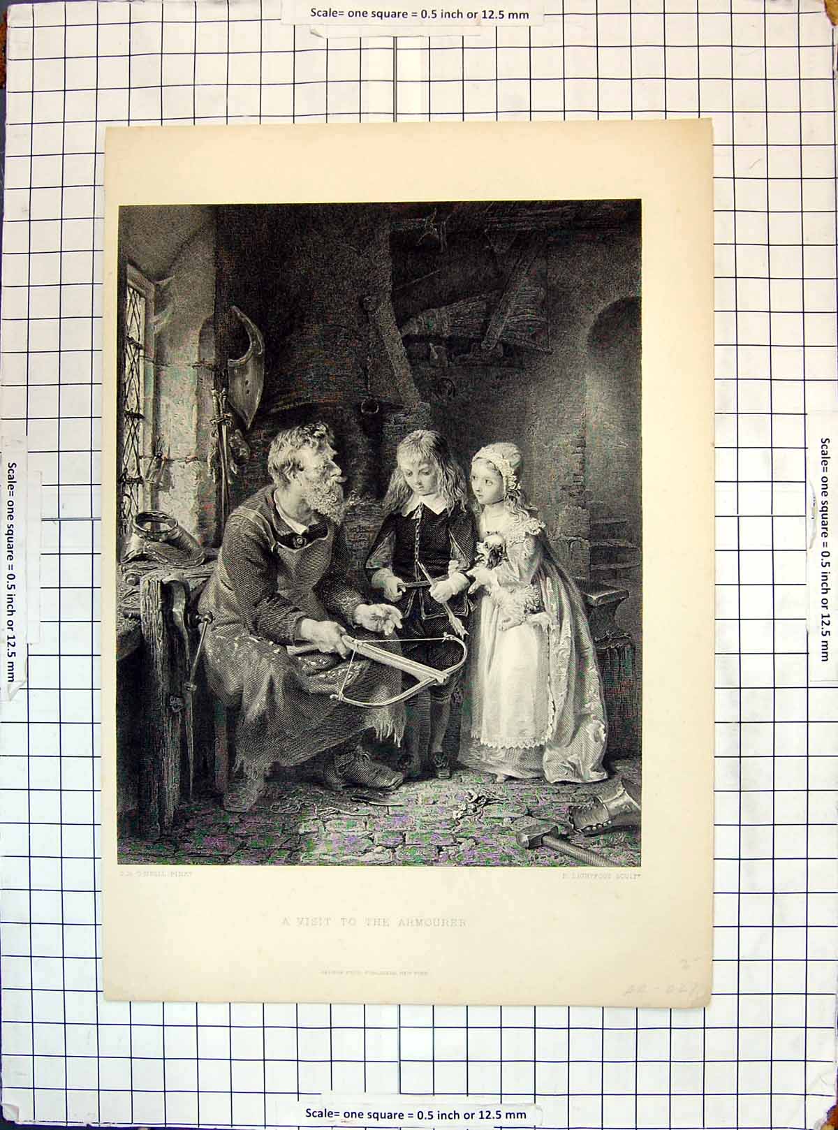 Old Scene Visit Armourer Children Man Bow Arrow Engraving Lightfoot O Victorian