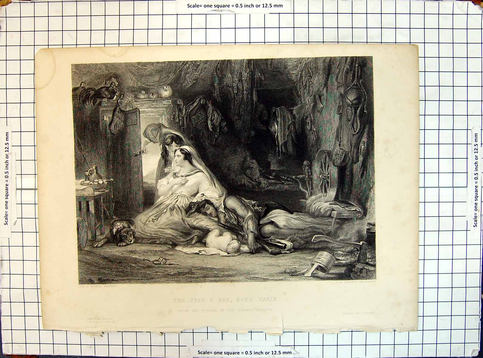 Old Peep Day Boy'S Cabin Family Man Sleeping Engraving Wilkie Sharpe 20th