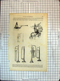 Original Old Antique Print Magasin Pittoresque Men Horse Music Trumpets 20th