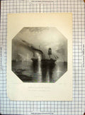 Antique Old Print Peace Ship Burial Wilkie Steamer Engraving Cousen Turner
