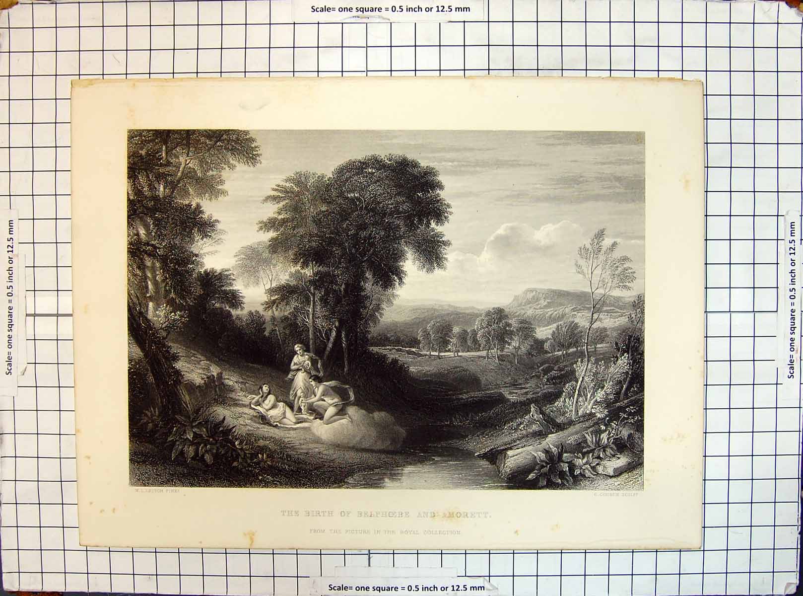 Old Scene Baby Birth Belphoebe Amorett Woods Engraving Cousen Leitch