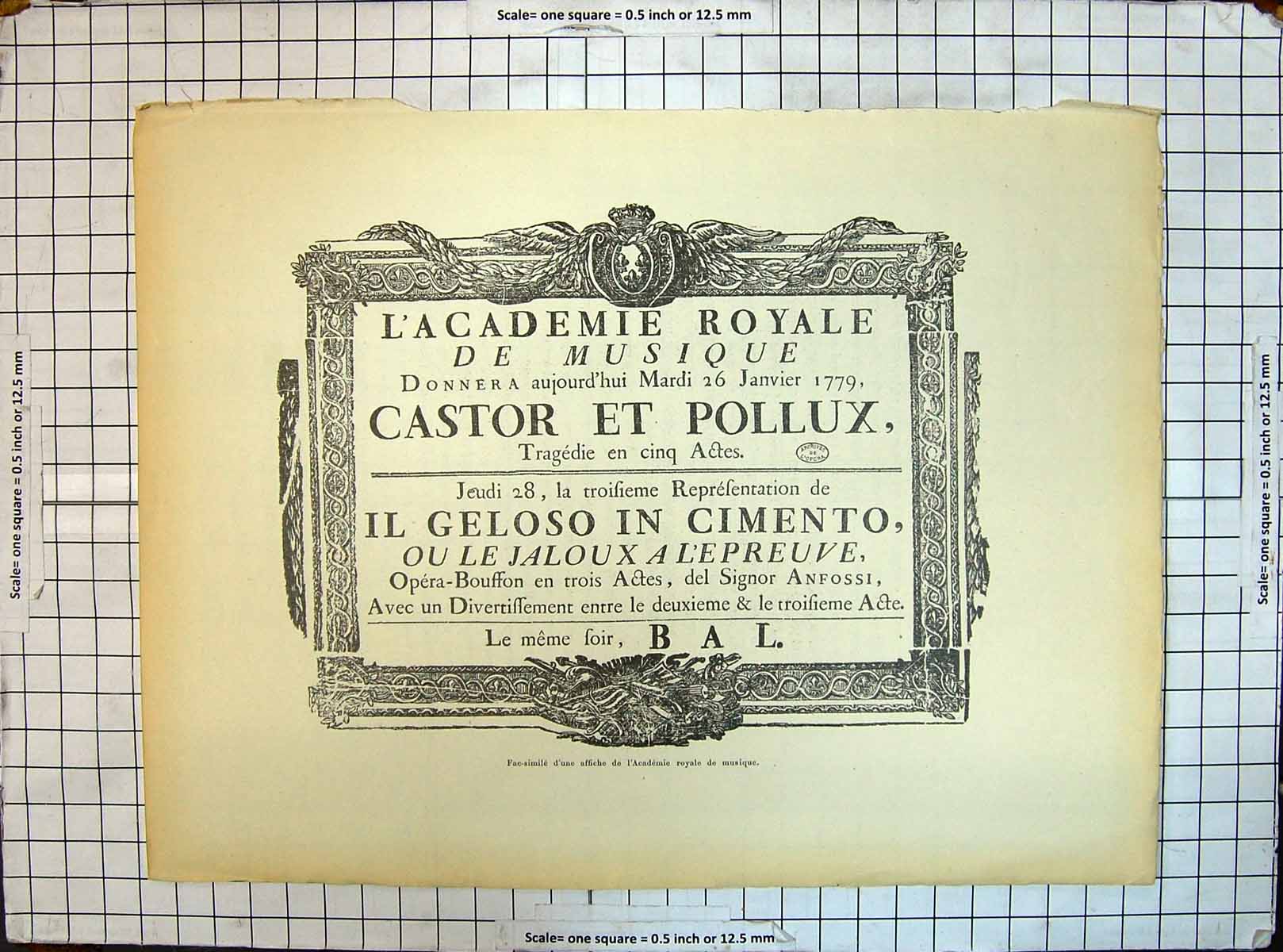 Old Print Engraving Advertisement L'Academie Royale Caster Pollux Cimento