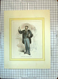 Old Print Colour Engraving L'Agent Change Dessin Bertall Man Court Scene