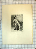 Old Print Engraving Man Sitting Chair Smoking Pipe The Smoker Meissonier