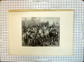 Old Print Roll Engraving Horse Fallen Cart People Street La Greve Mineurs
