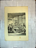 Original Old Antique Print Roy Grand Bureau De Poste A Paris Sous Louis
