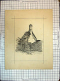 Original Old Antique Print Architecture Building