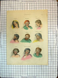 Old Print Colour Passions Sadness Weeping Compassion Scorn Horror Terror