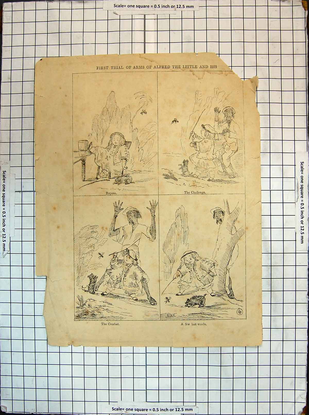 Old Print Trial Arms Alfred The Little Repose Challenge Combat Last Word