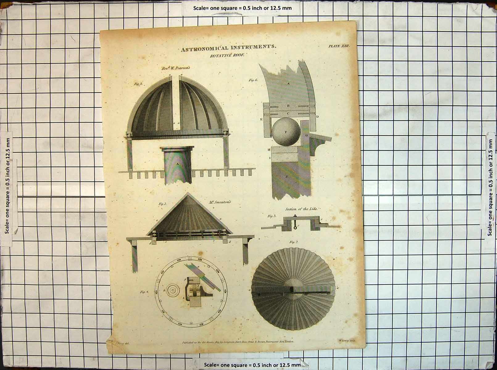 Old Print Astronomical Instruments Rotative RoPearson Smeaton Farey Lowr 19th