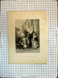Original Old Antique Print Turkish Letter Writer Constantinople Allom Holl 20th