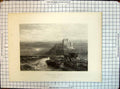 Antique Old Print Bamborough Castle Cassell Petter Galpin Mogford Bradshaw