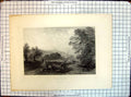Original Old Antique Print Dover Castle Appleton River Trees Cows Animals