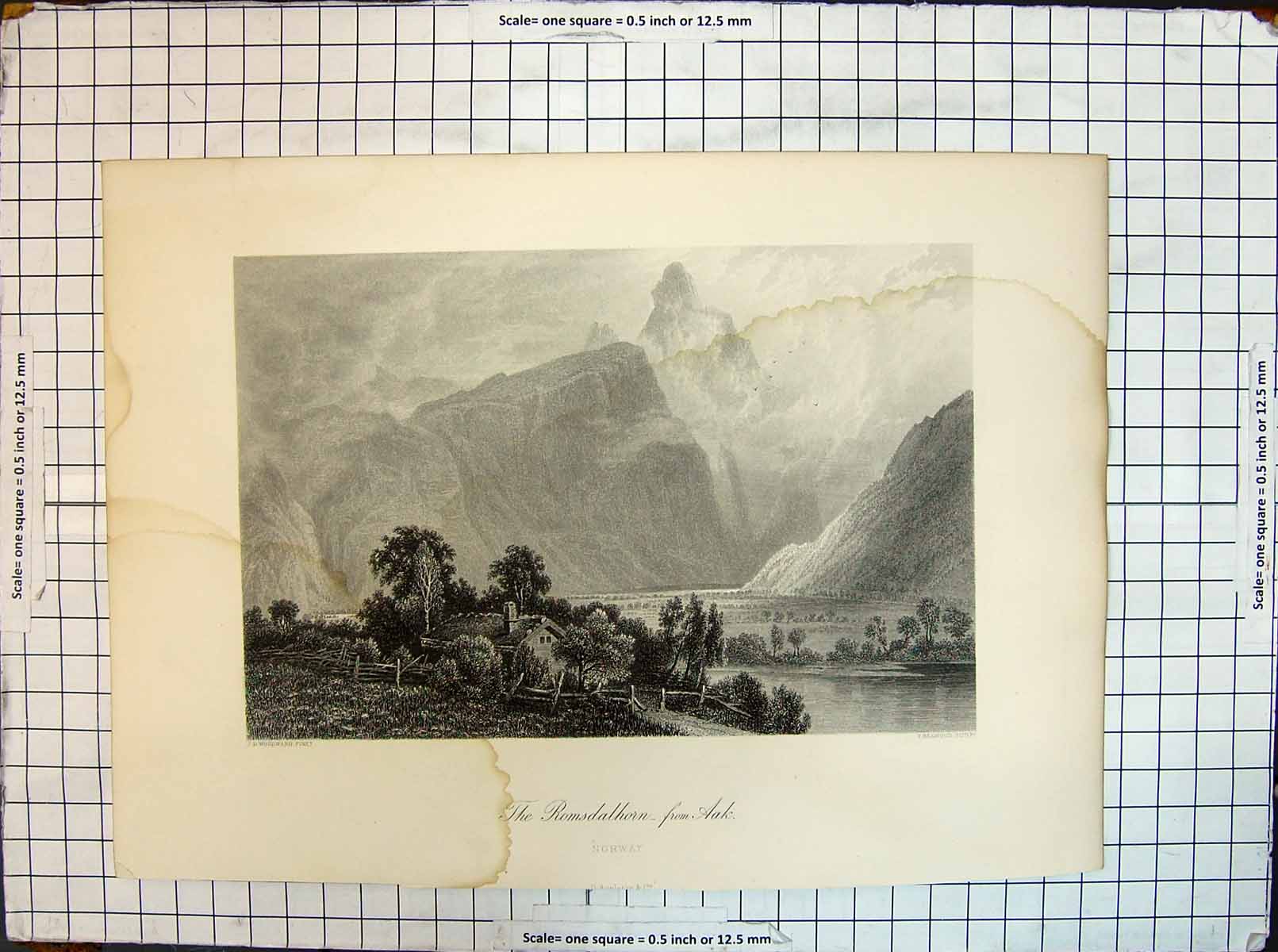Original Old Antique Print Romsdalhorn From Aak Norway Woodward Heawood