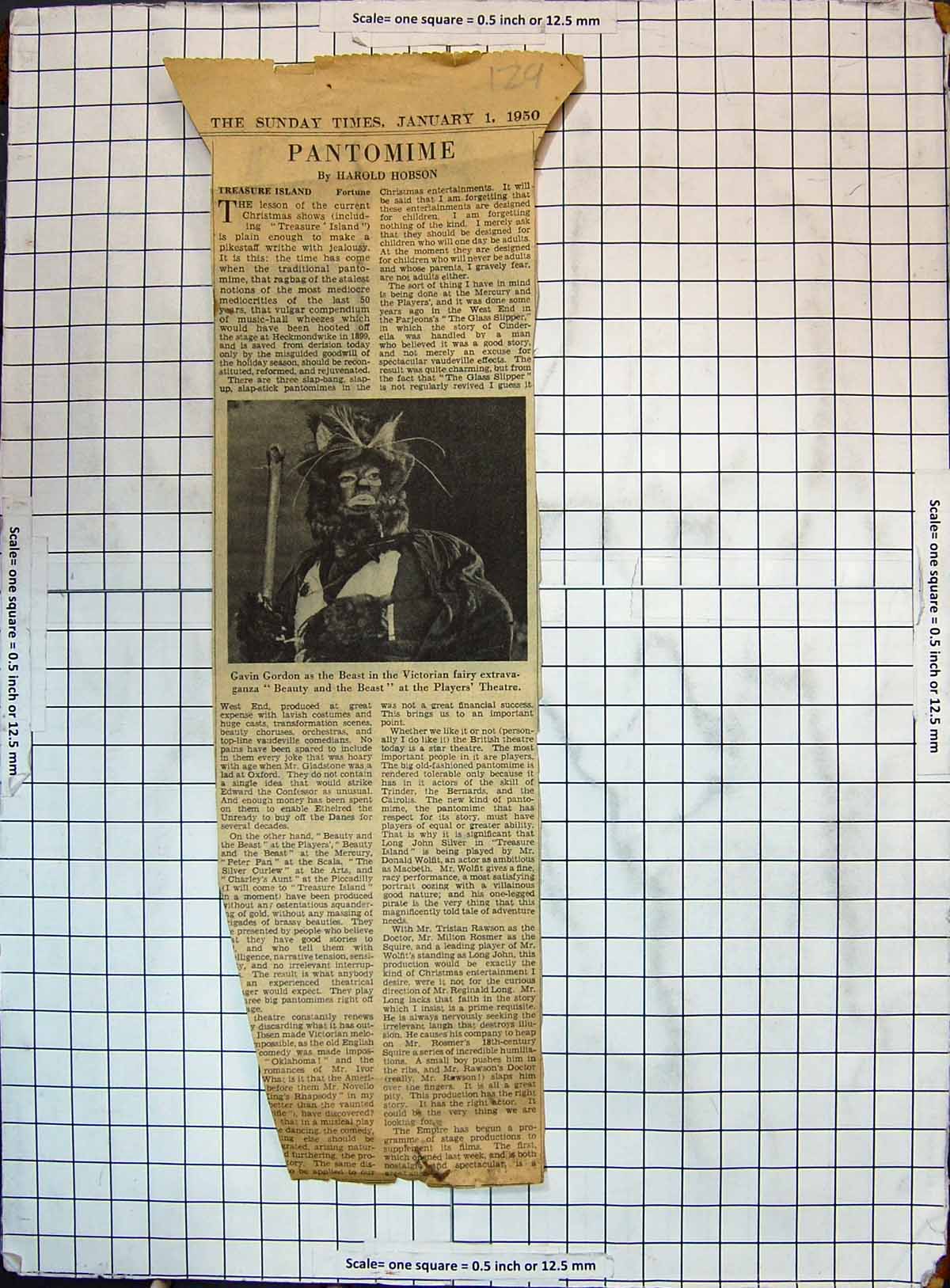 Antique Old Print Pantomime Gavin Gordon Beauty Beast Players Theatre 1950