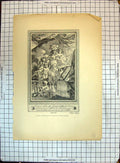 Antique Old Print Beautiful Woman Mirror Angels Carte-Adresse Roy Horloger