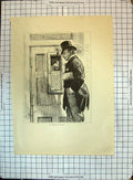 Original Old Antique Print Solicitor Son Client Police French Scene