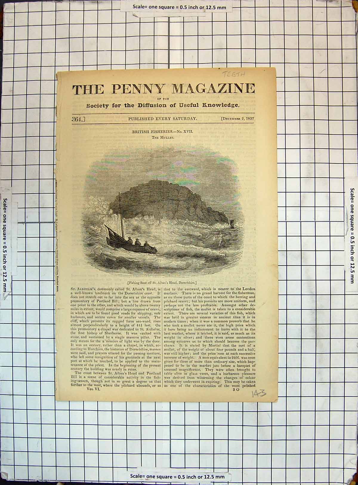 Old British Fisheries 1837 Fishing Boat Alban'S Head Palace Barcelona 19th