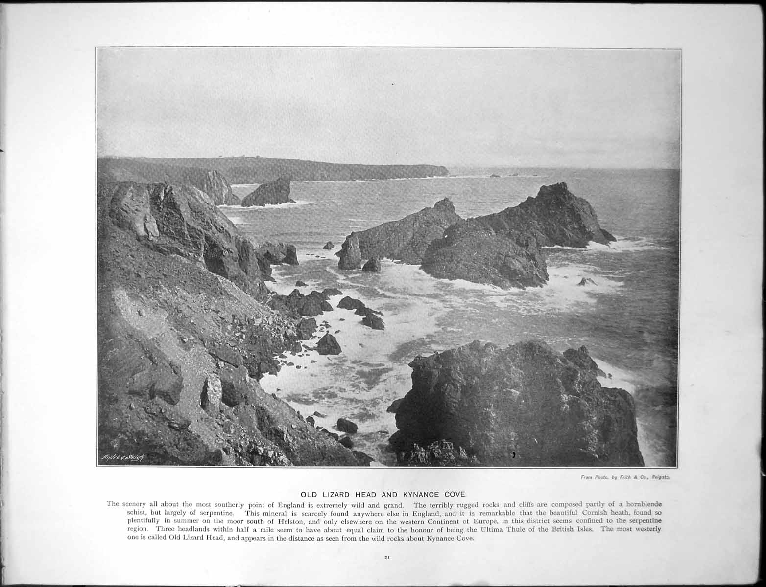 Antique Print Lizard Head Kynance Cove Tintern Abbey Ruins Walter De Clare