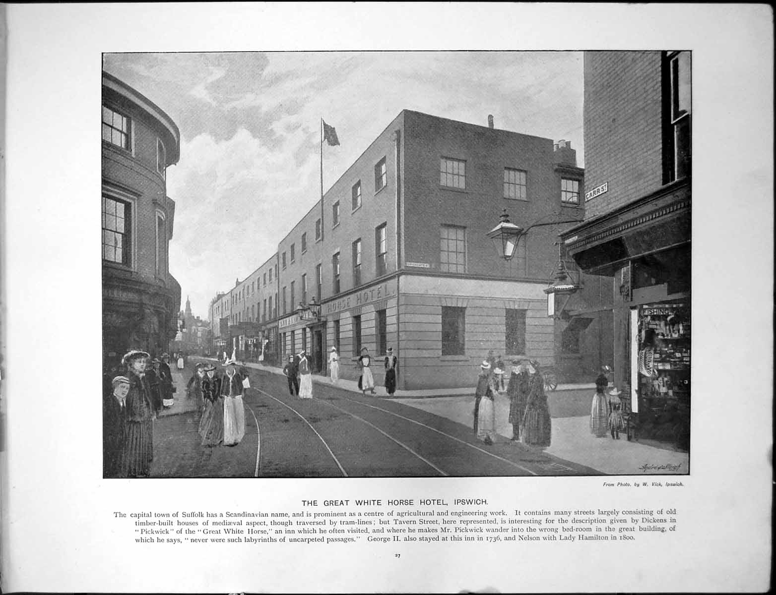 Antique Print Great White Horse Hotel Ipswich Hereford Cathedral Wye Bridge