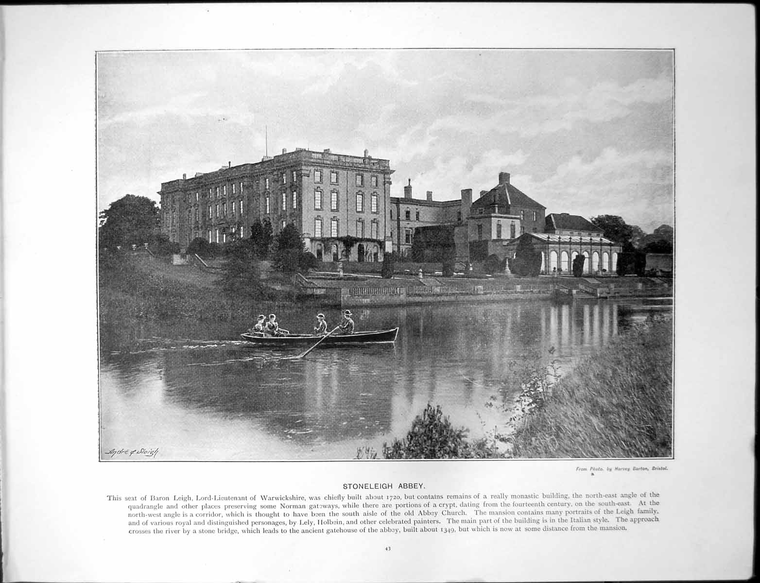 Antique Print Stoneleigh Abbey Baron Leigh Warwickshire Portsmouth Harbour