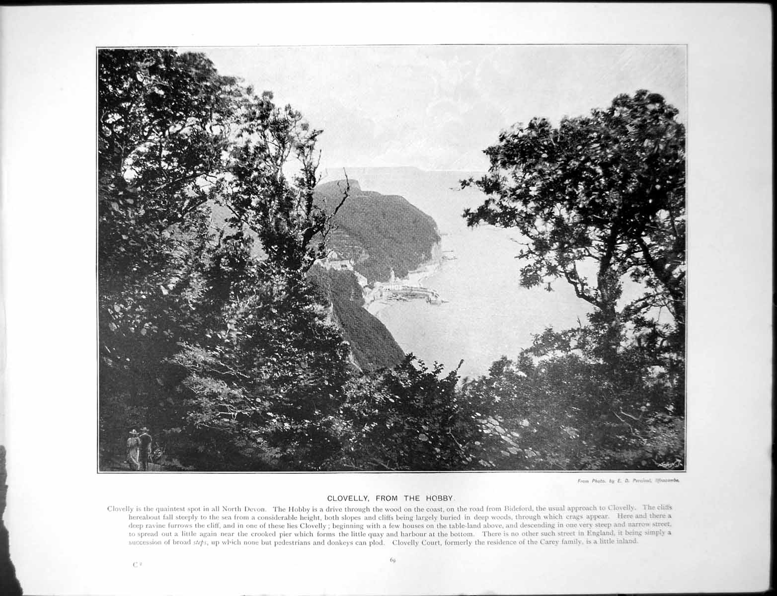 Old Antique Print Clovelly From Hobby North Devon Low Light North Shields