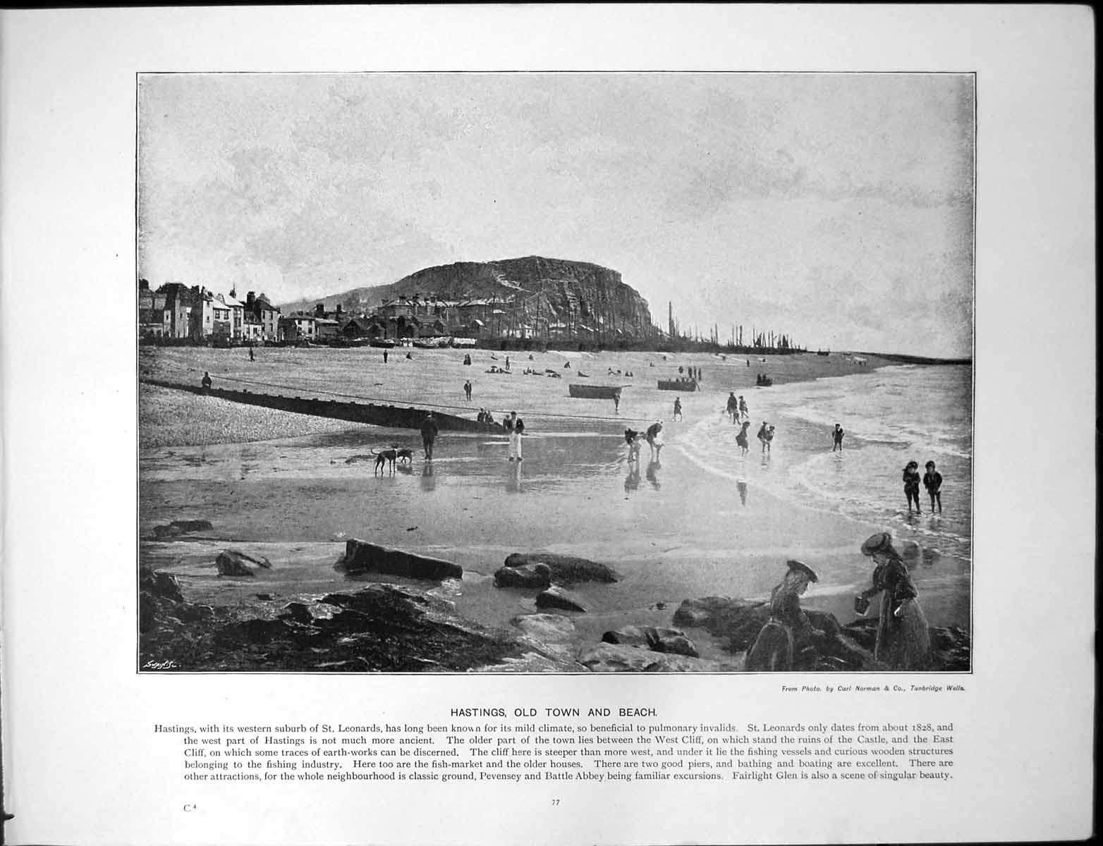 Original Old Antique Print Hastings Town Beach Barmouth Bridge Cader Idris