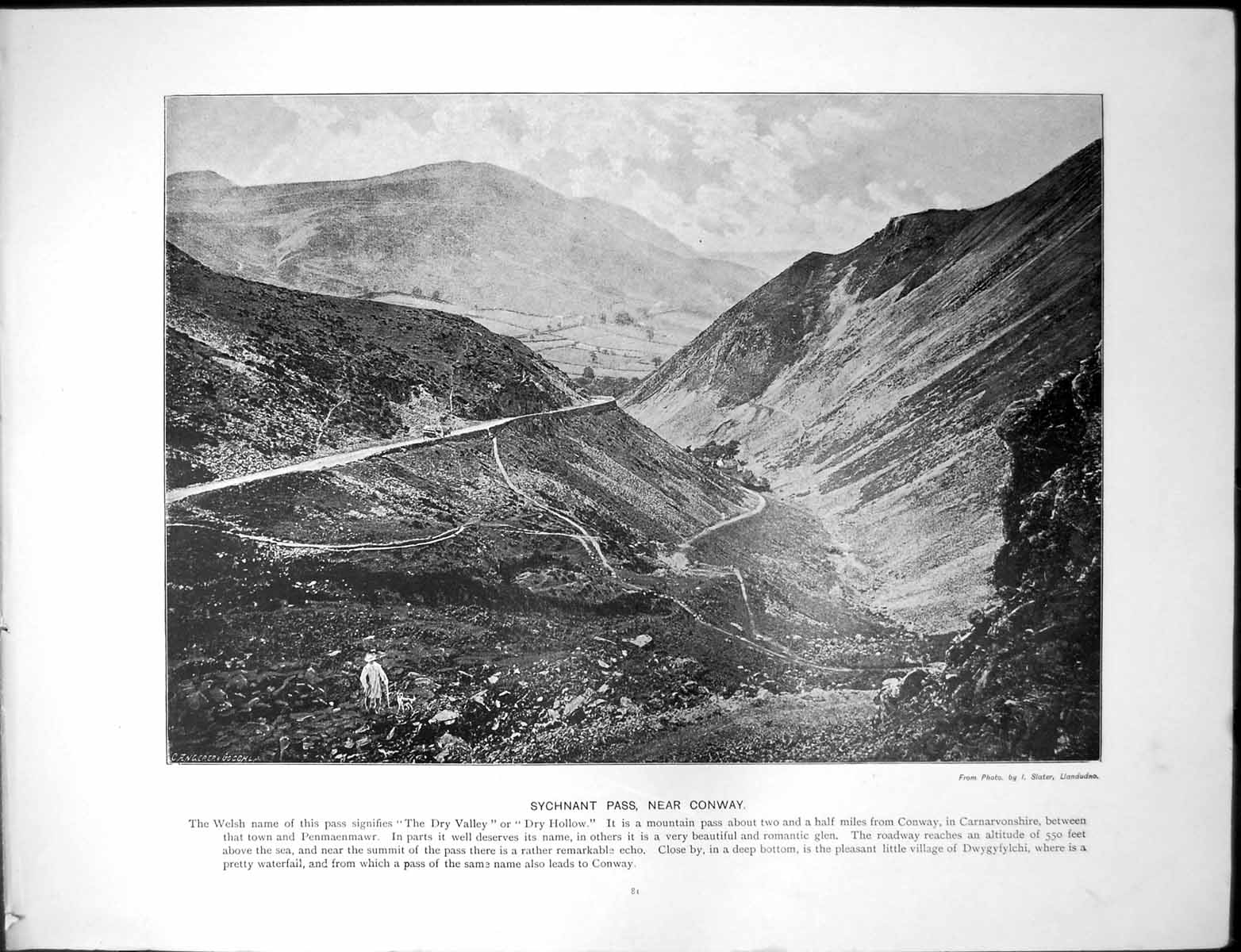 Antique Old Print Sychnant Pass Near Conway Newcastle On Tyne Rabbit Banks