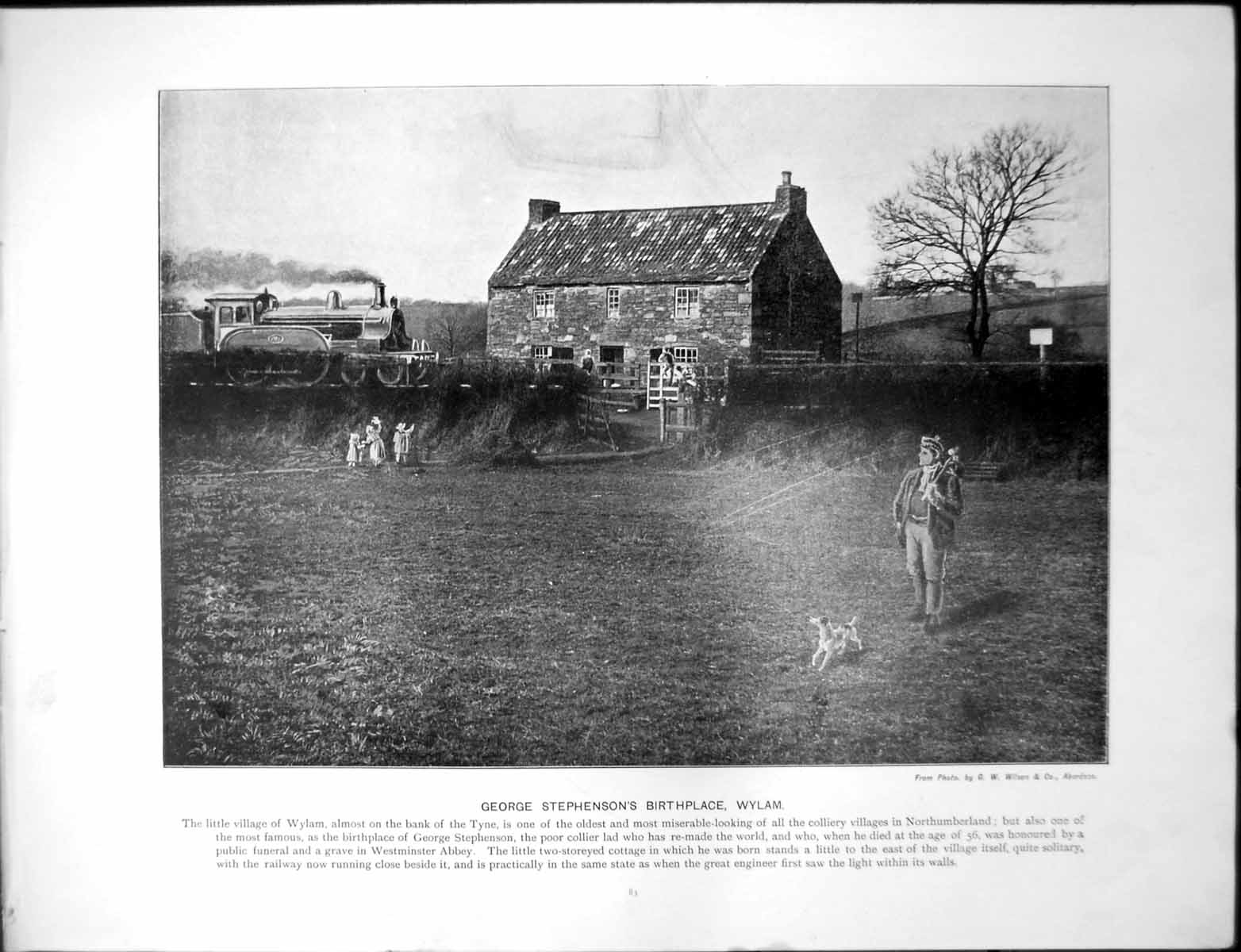 Old Antique Print George Stephensons Birthplace Wylam Penmaenmawr Seaside