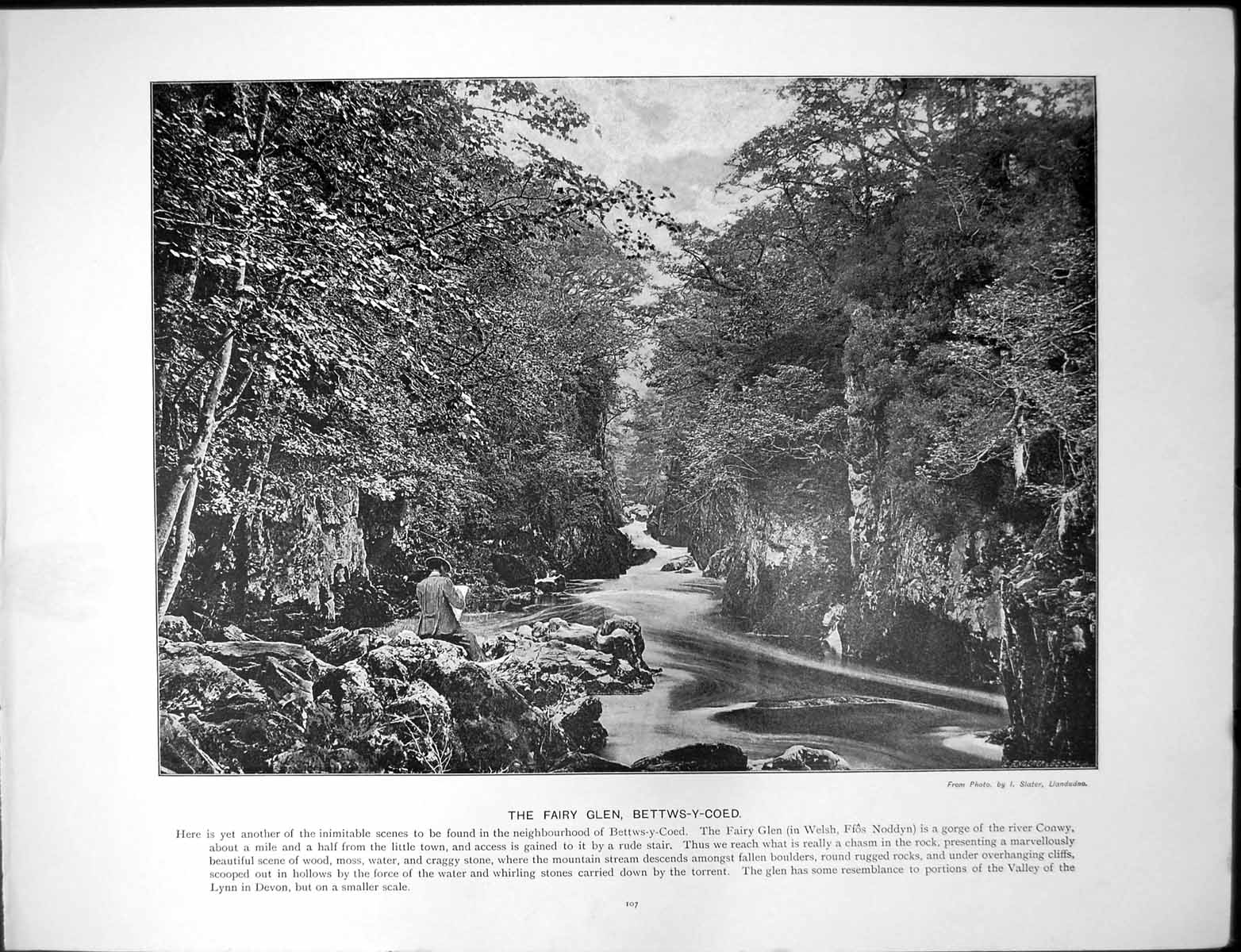 Antique Old Print Fairy Glen Bettws-Y-Coed Gorge River Conwy Sands Margate