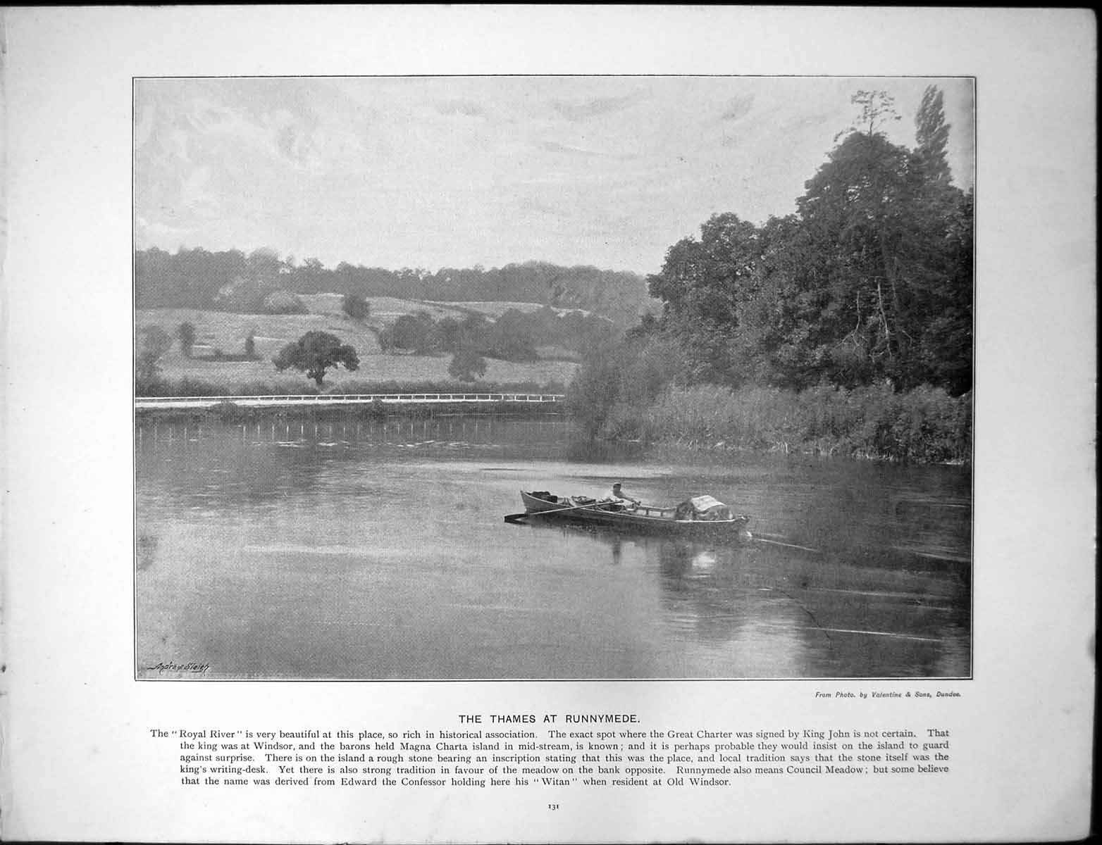 Old Antique Print Thames Runnymede Charter King John Harrow Speech House