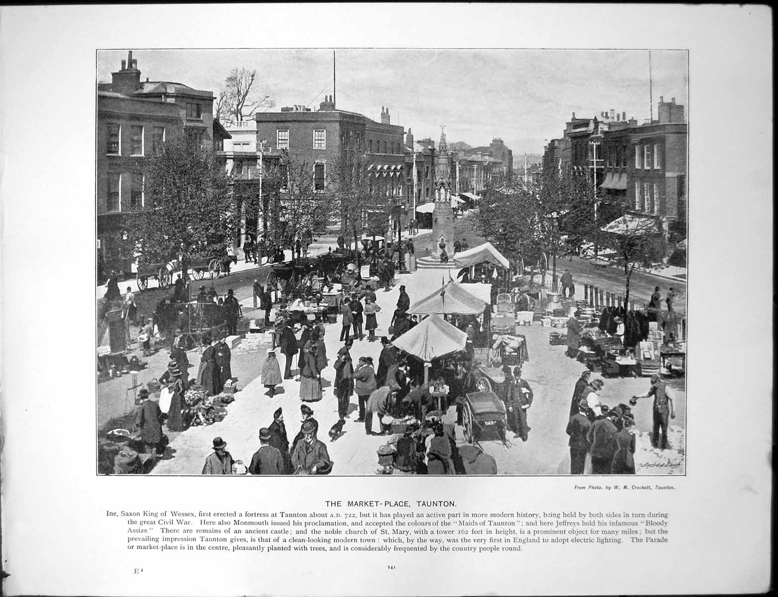 Old Print Market Place Taunton Saxon King Wessex Sidmouth Seaside Resort