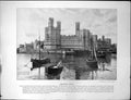 Antique Old Print Carnarvon Castle Snowdon Valleys Bridge Weir Great Marlow