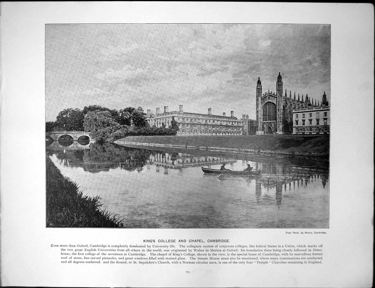 Antique Old Print Kings College Chapel Cambridge Bolton Abbey Banks Wharfe 18th