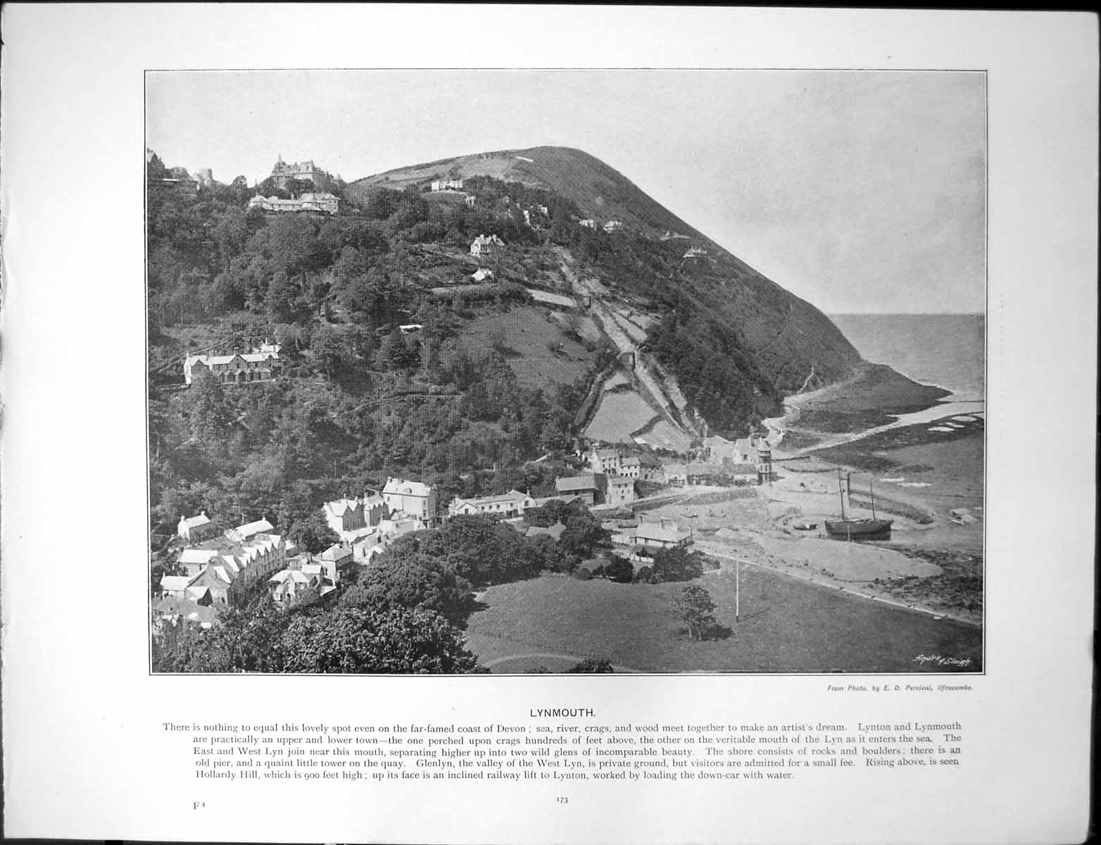 Antique Print Lynmouth Sea River Crags Wood Castle Rock Lynton Valley Rocks